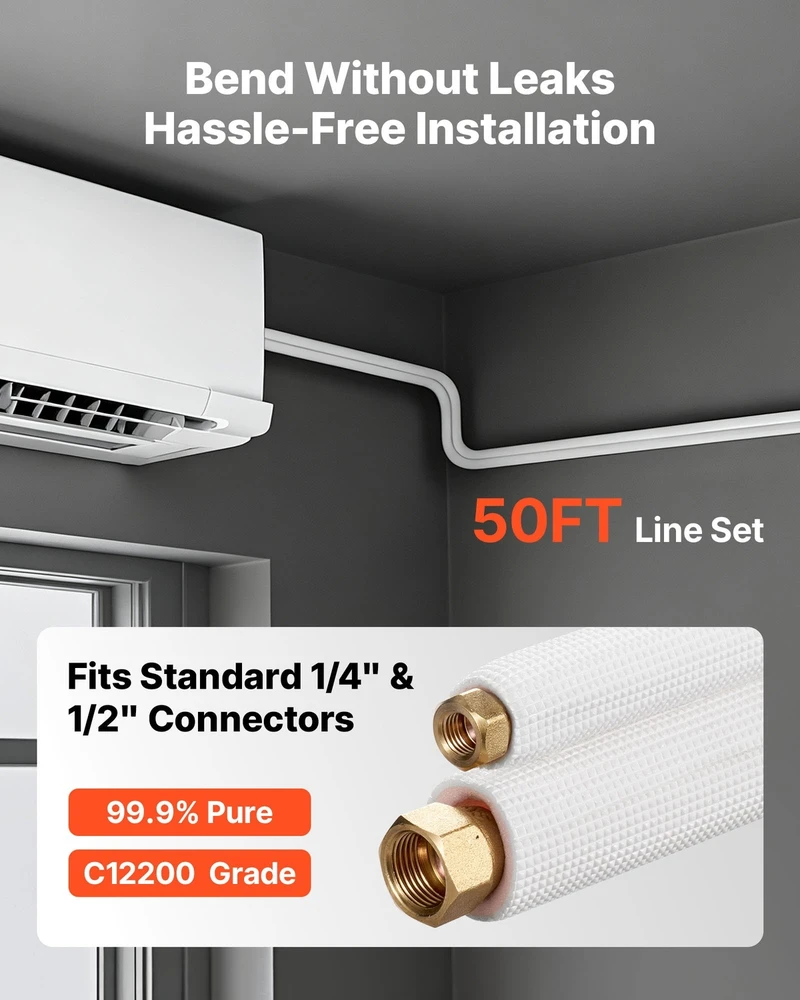 VEVOR 15,2 m mini split linijos komplektas