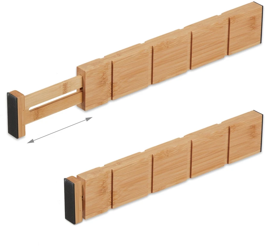 Relaxdays 18 dalių bambukinių stalčių pertvarų rinkinys