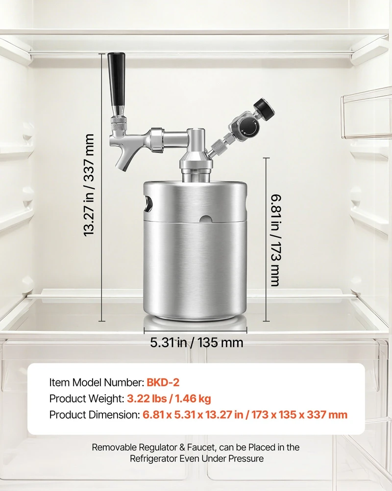 VEVOR 1,94 l mini statinaitė su čiaupo sistema
