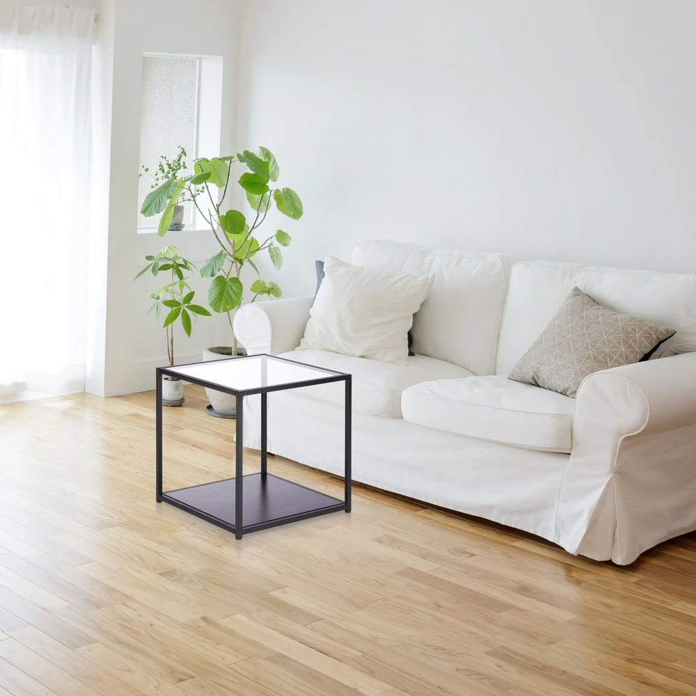 Relaxdays 2 aukštų stiklinis šoninis staliukas