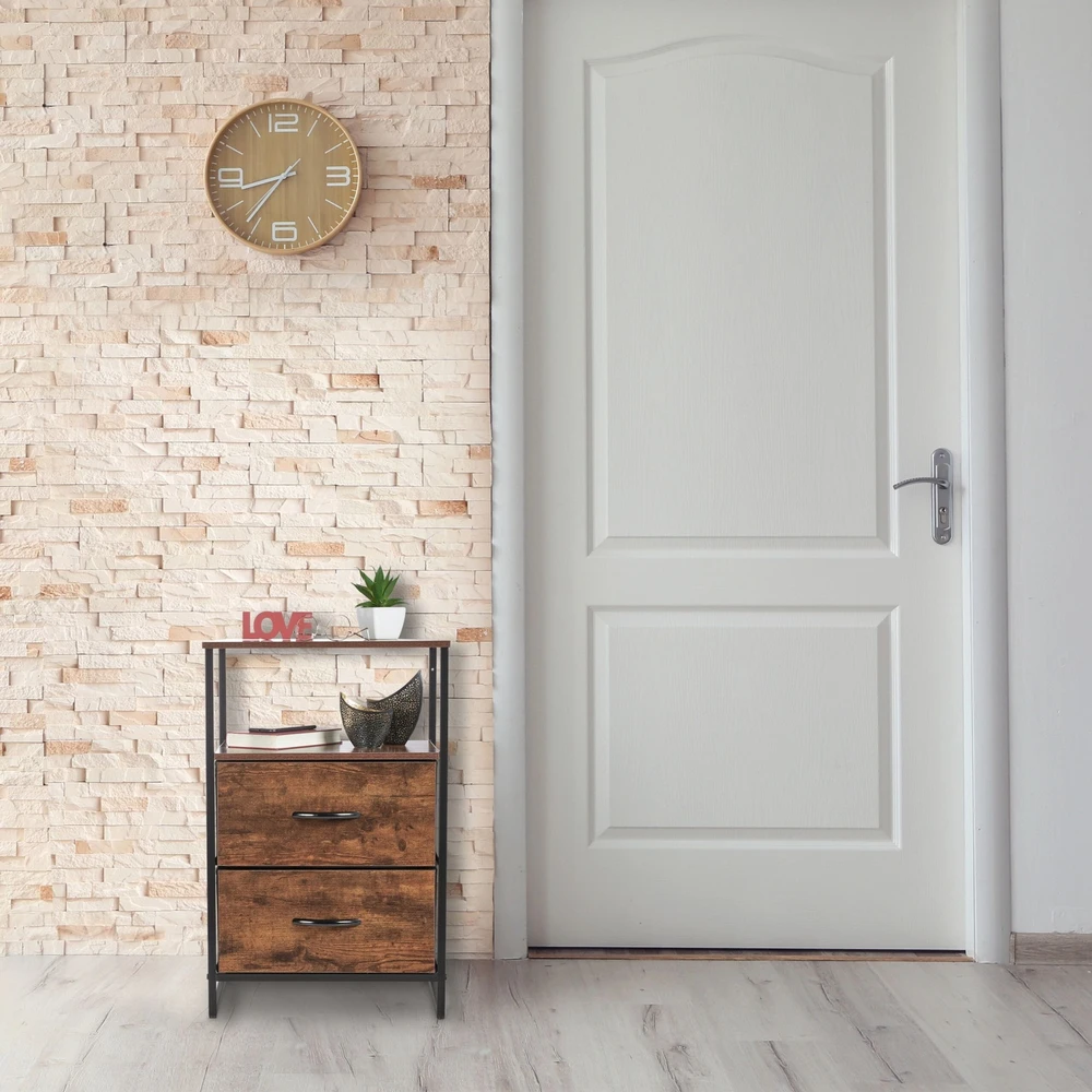 Relaxdays 2 dalių industrinis naktinių staliukų komplektas