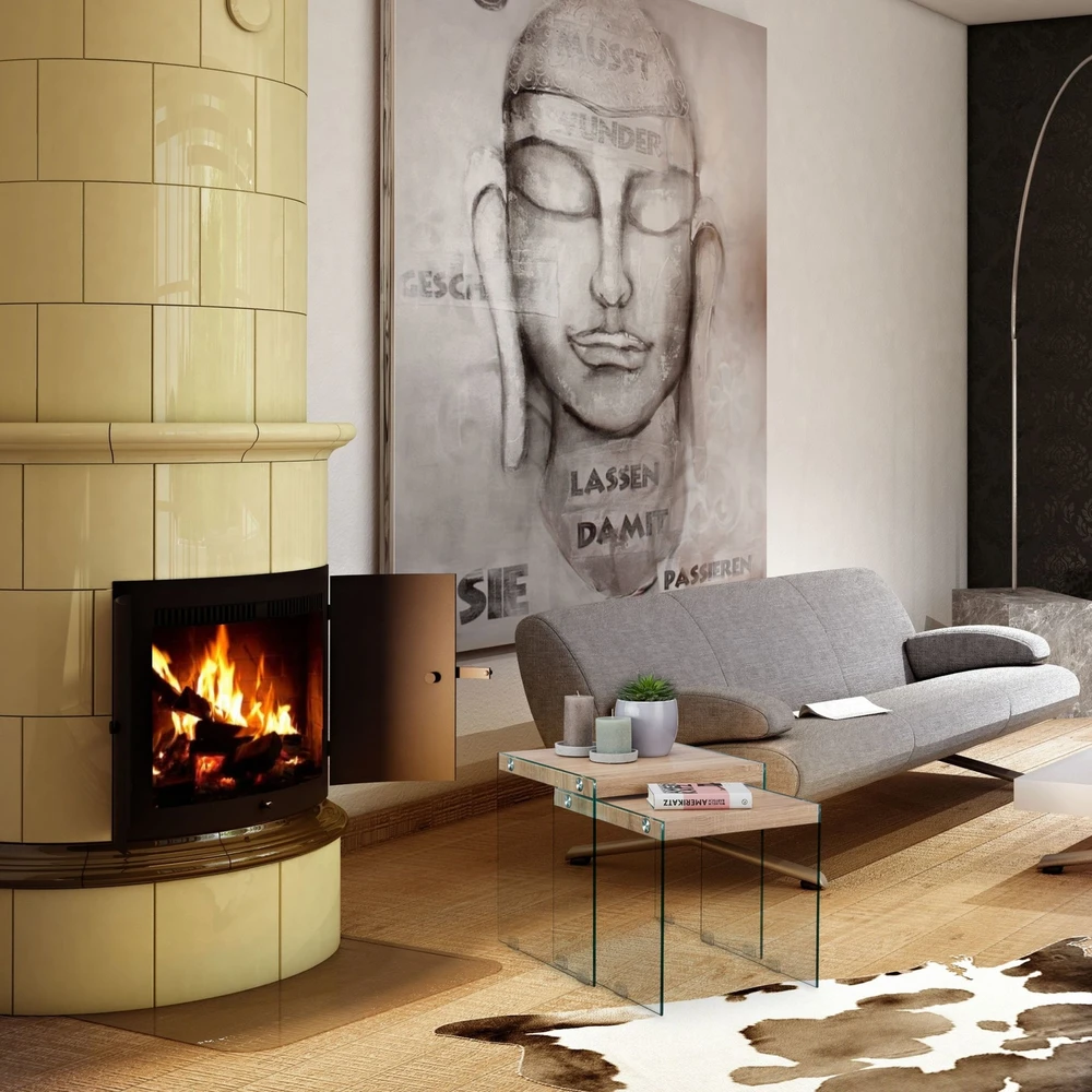 Relaxdays 2 dalių medinių + stiklinių pristumiamų staliukų rinkinys