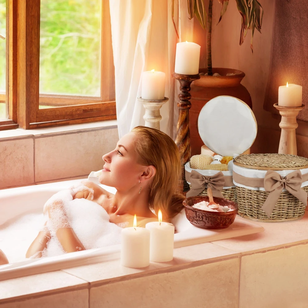 Relaxdays 2 dalių vonios kambario krepšelių rinkinys
