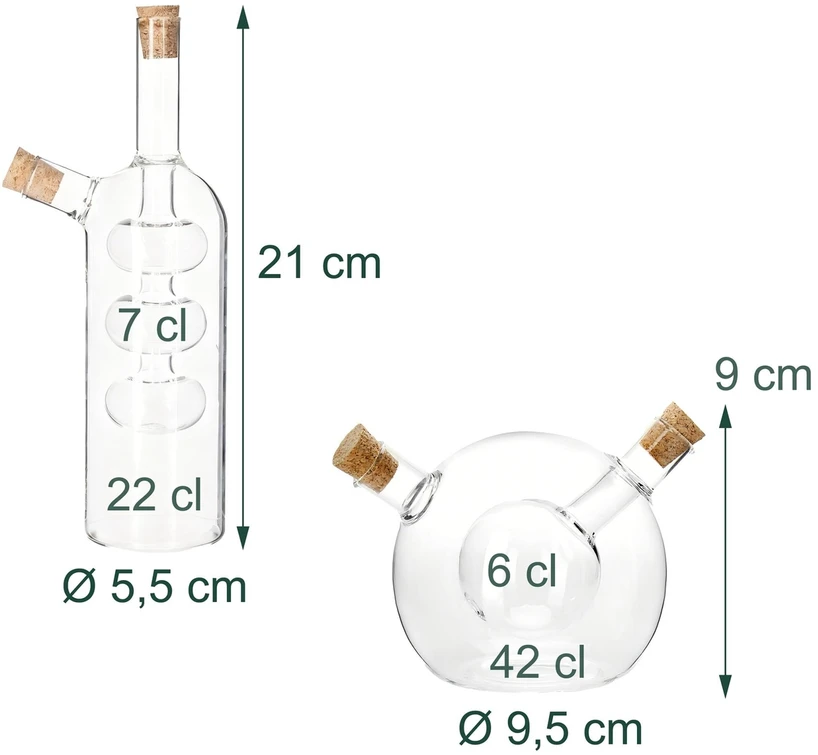 Relaxdays 2-in-1 acto ir aliejaus butelis, 2 vnt. rinkinys