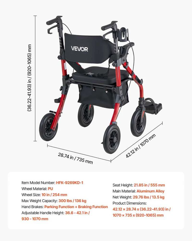 VEVOR 2-in-1 vaikštynė ir kėdutė vyresnio amžiaus žmonėms