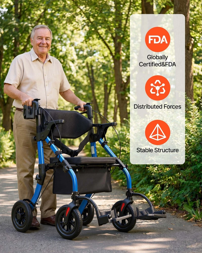 VEVOR 2-in-1 vaikštynė ir transporto kėdė senjorams