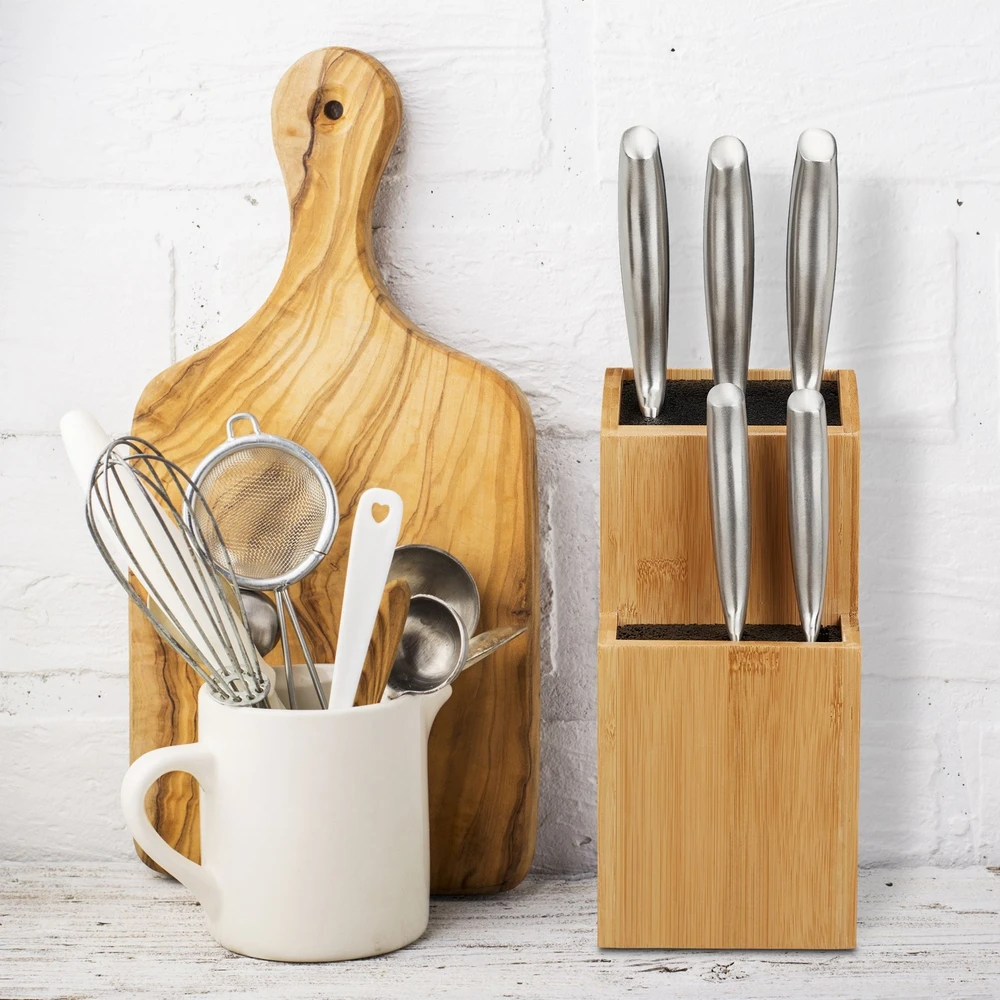 Relaxdays 2 lygių bambukinis peilių blokas