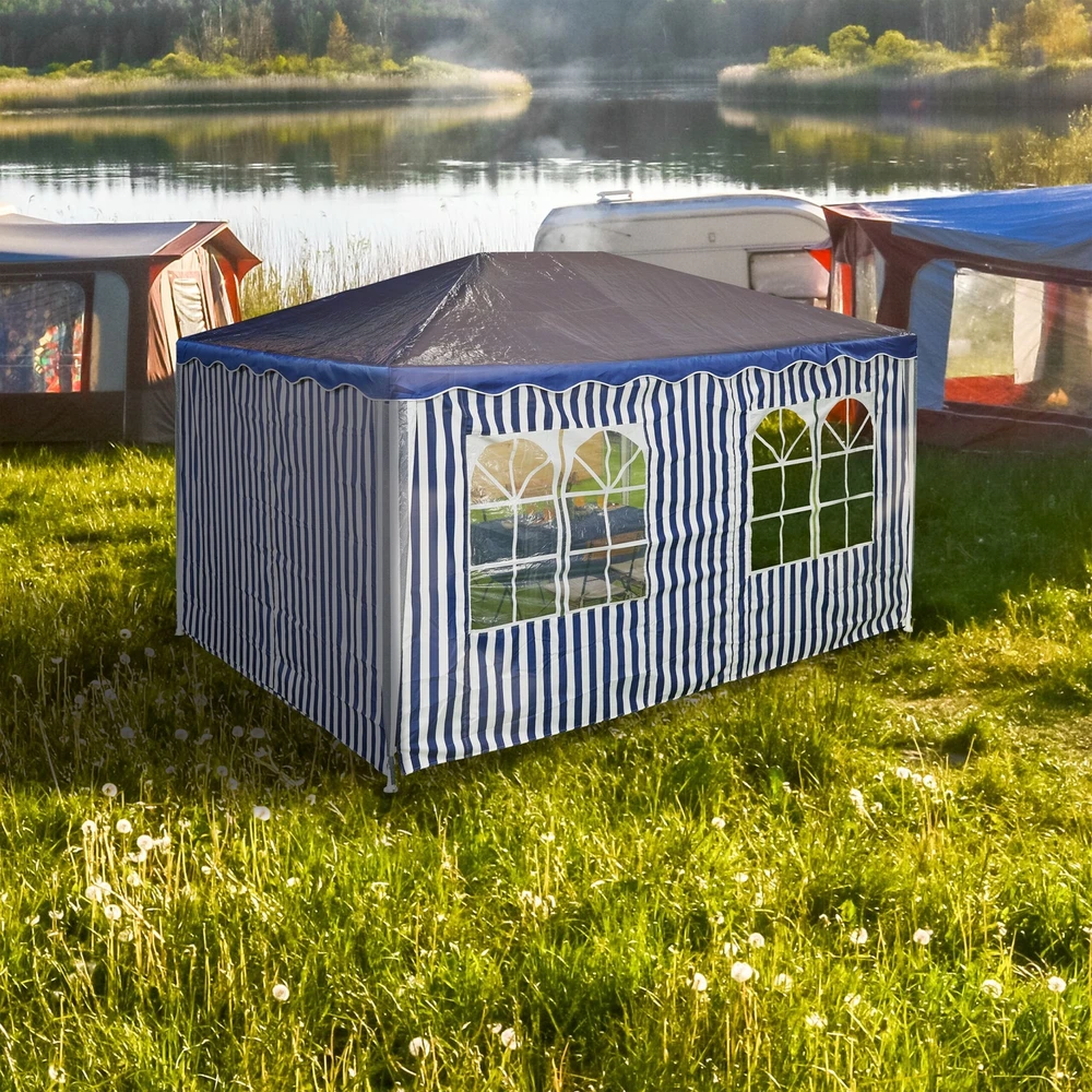 Relaxdays 2 vnt. pavėsinės šoninių sienelių rinkinys, mėlynos juostos