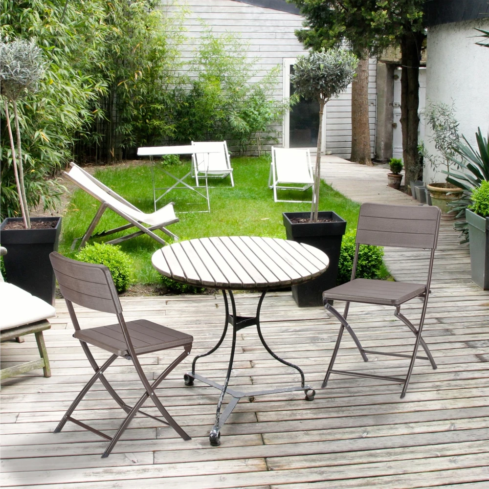 Relaxdays 2 vnt. sodo kėdžių rinkinys, medžio imitacija