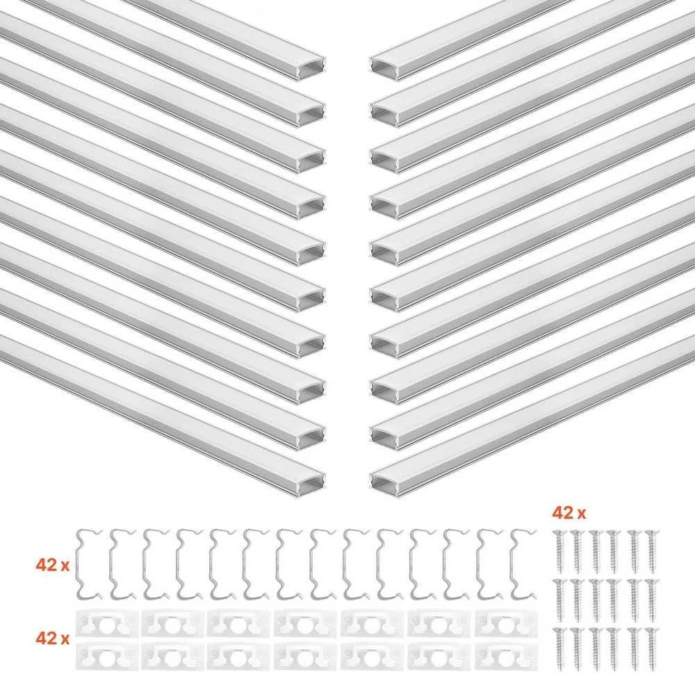 VEVOR 20 dalių 1 m U formos LED aliuminio profilis