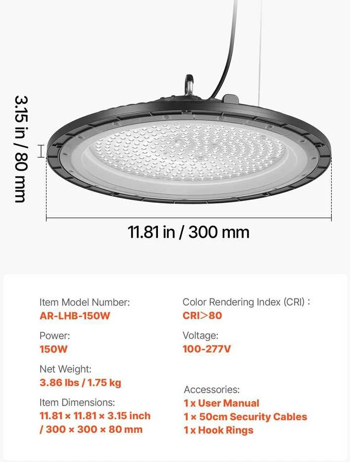 Vevor 20 dalių LED pramoniniai LED šviestuvai
