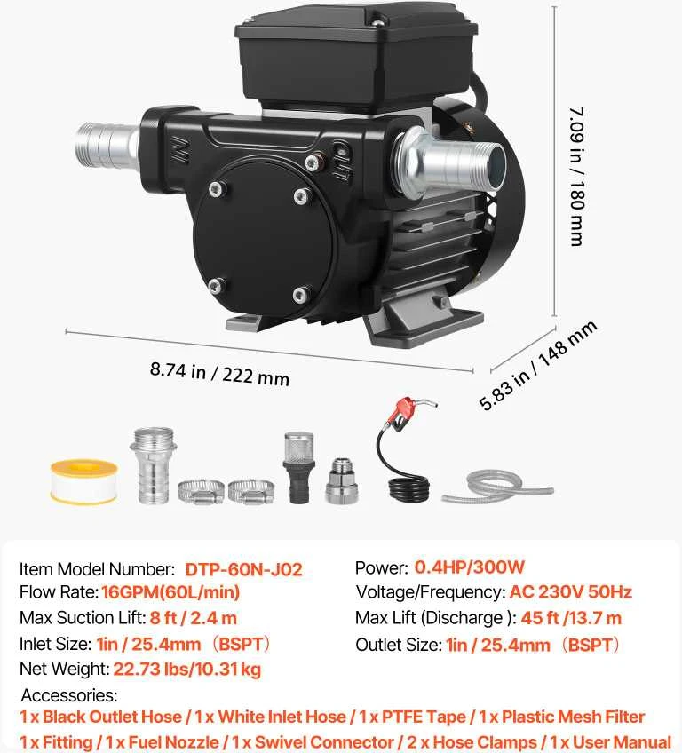 VEVOR 230V kuro perkėlimo siurblys su automatine antgaliu