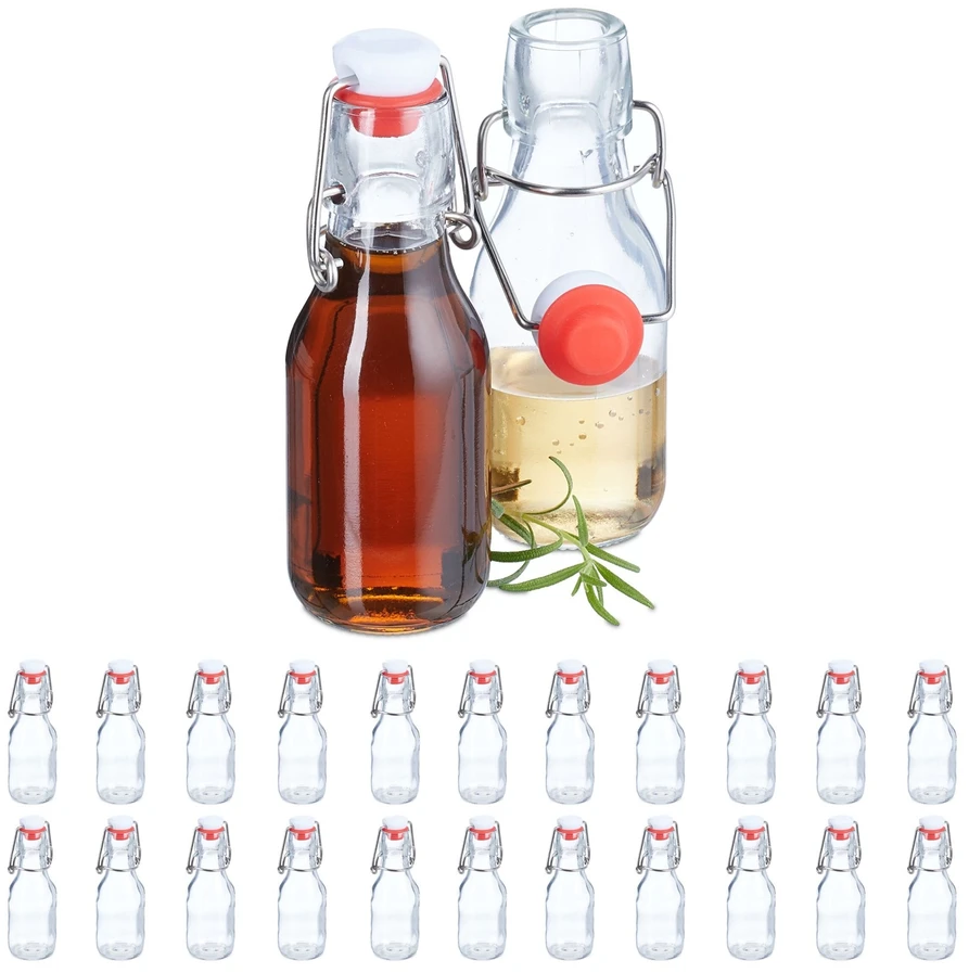 Relaxdays 24 buteliukų su užsegamu kamščiu rinkinys 100 ml