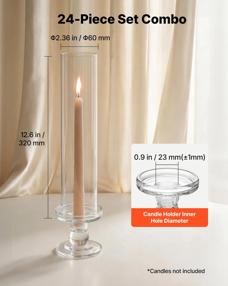 VEVOR 24 vnt. uragano žvakių laikikliai 320 mm