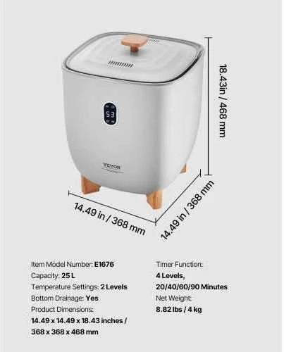 Vevor 25 l rankšluosčių šildyklė su LED ekranu