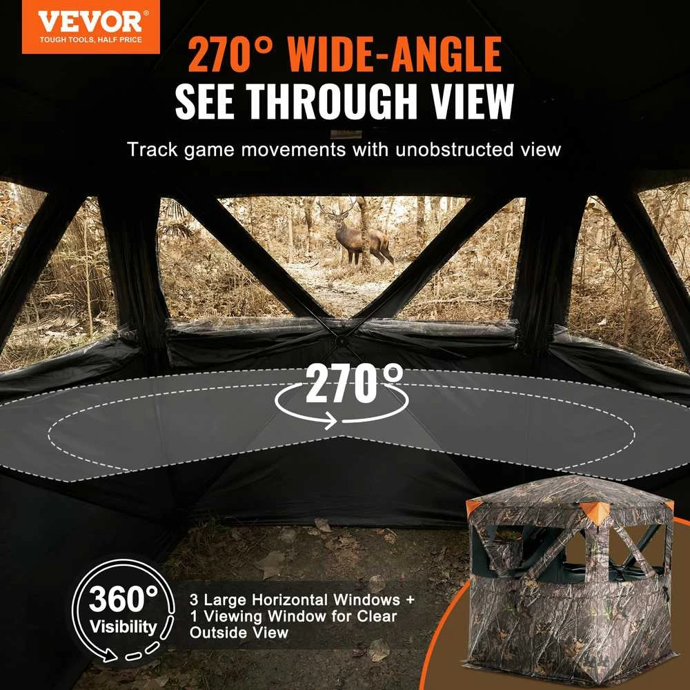 VEVOR 270° medžioklės slėptuvė su trijais langais