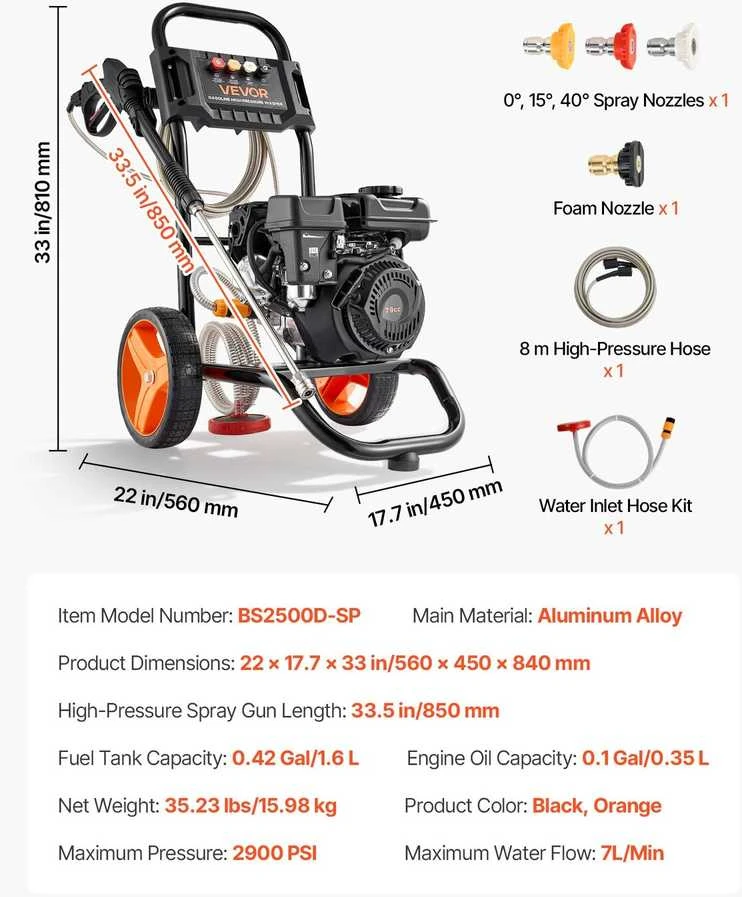 VEVOR 2900 PSI slėginis ploviklis