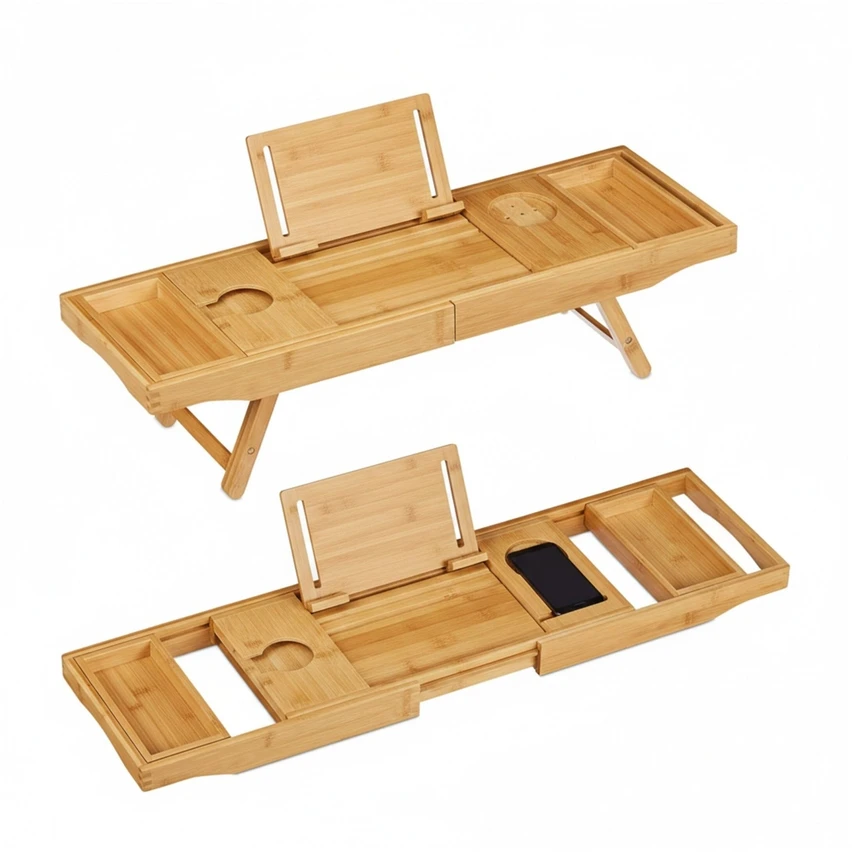 Relaxdays 2in1 vonios lentynėlė ir serviravimo padėklas