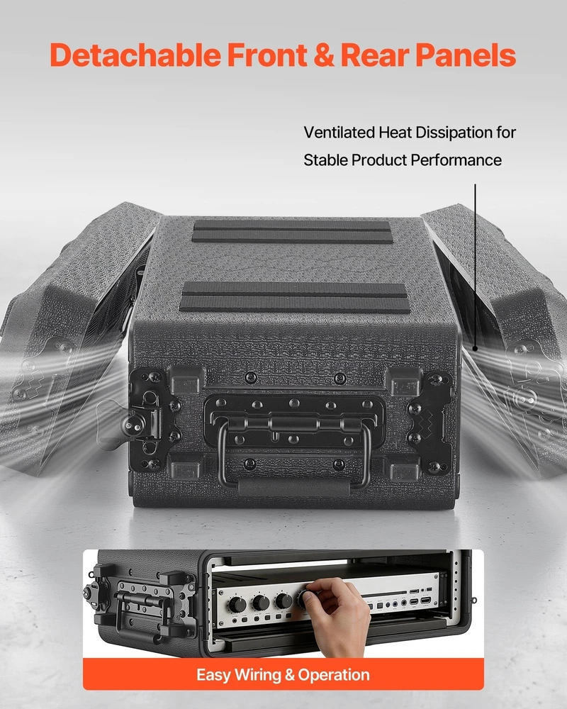 VEVOR 2U rack dėklas, mikrofonų skyriai