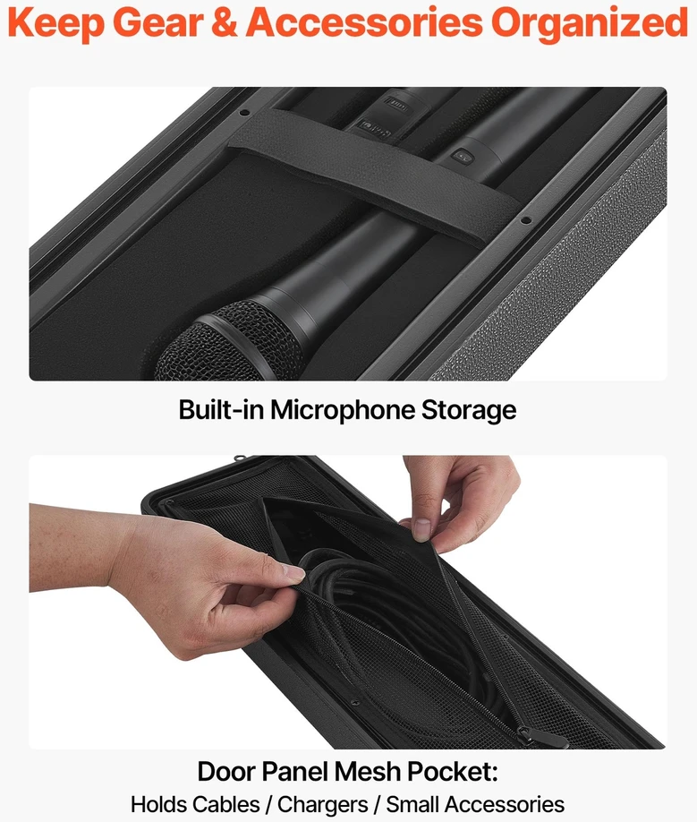 VEVOR 2U rack dėklas, mikrofonų skyriai