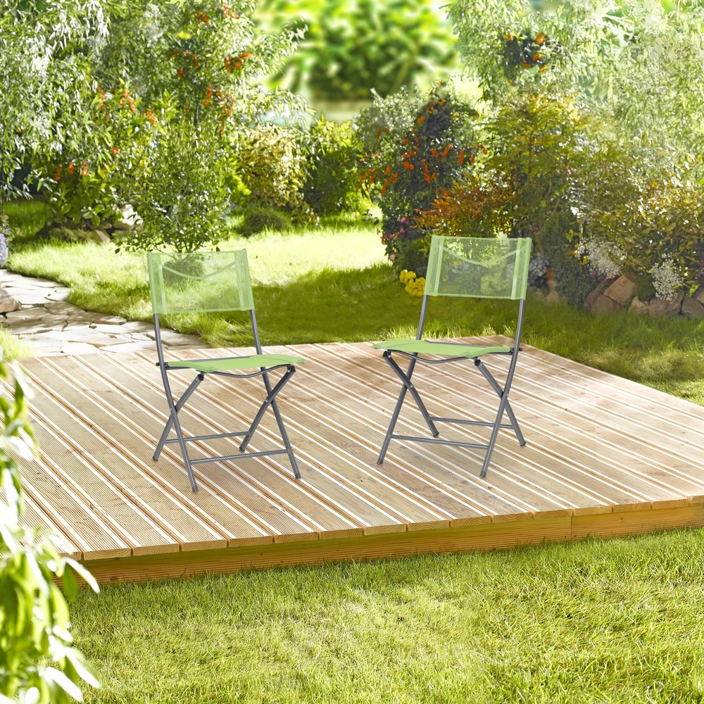Relaxdays 2x sulankstoma sodo kėdė žalia