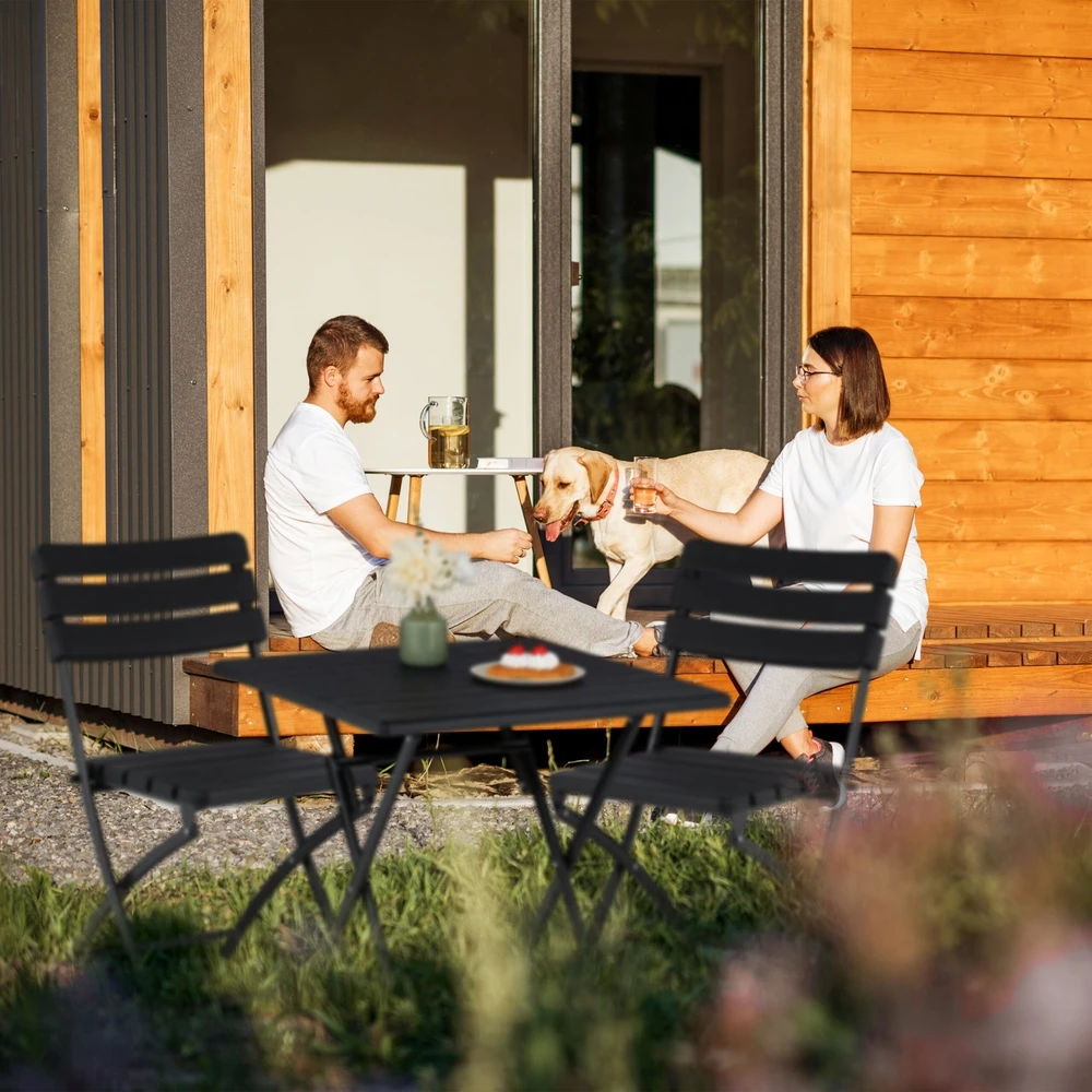 Lauko baldų komplektas Relaxdays 3 dalių balkono baldų komplektas, medienos imitacija