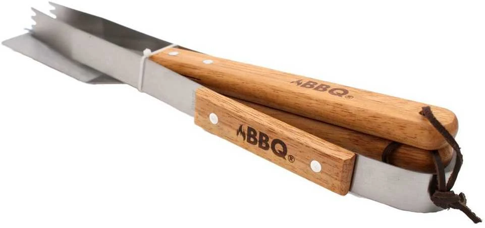 Bbq Line 3 dalių grilio įrankių rinkinys su medinėmis rankenomis