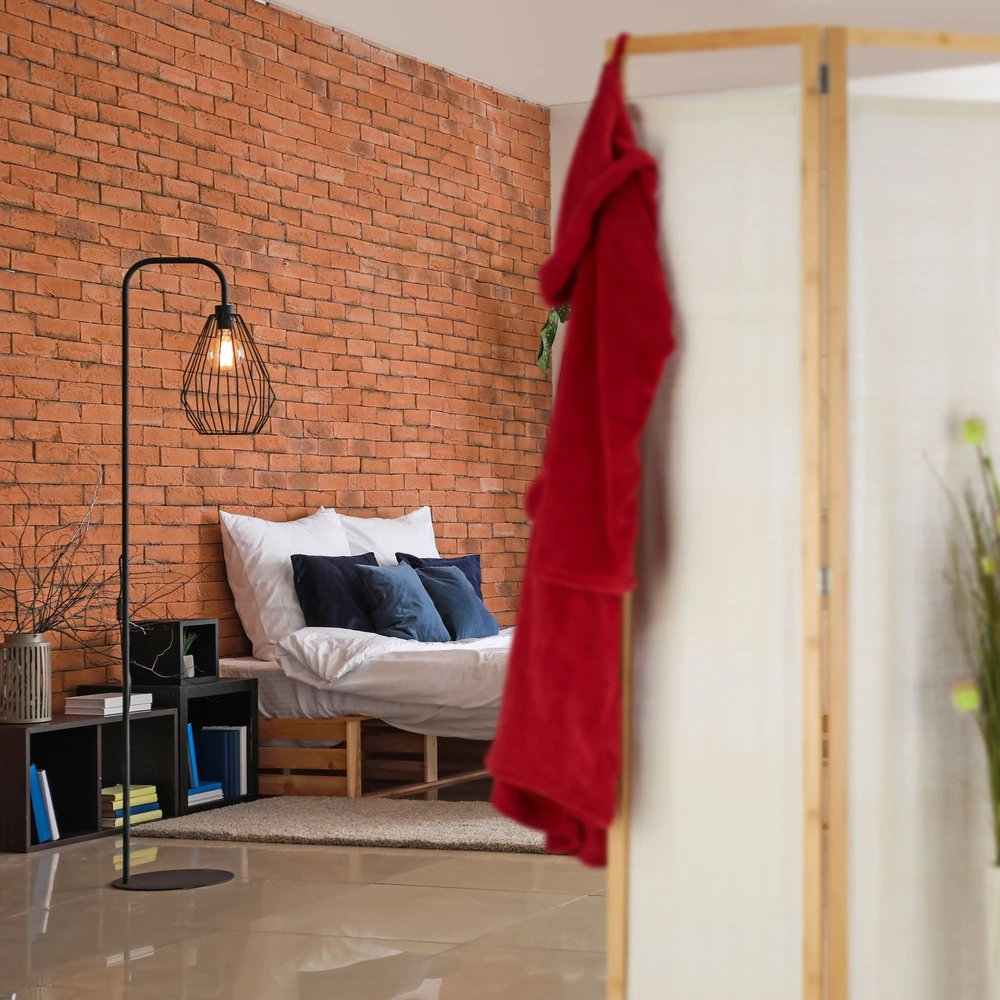 Relaxdays 3 dalių kambario pertvara iš bambuko ir audinio