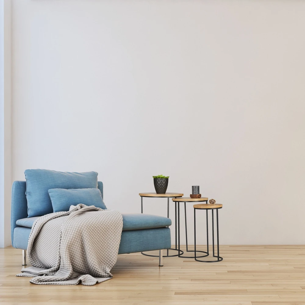 Relaxdays 3 dalių mango medienos įstatomų staliukų komplektas
