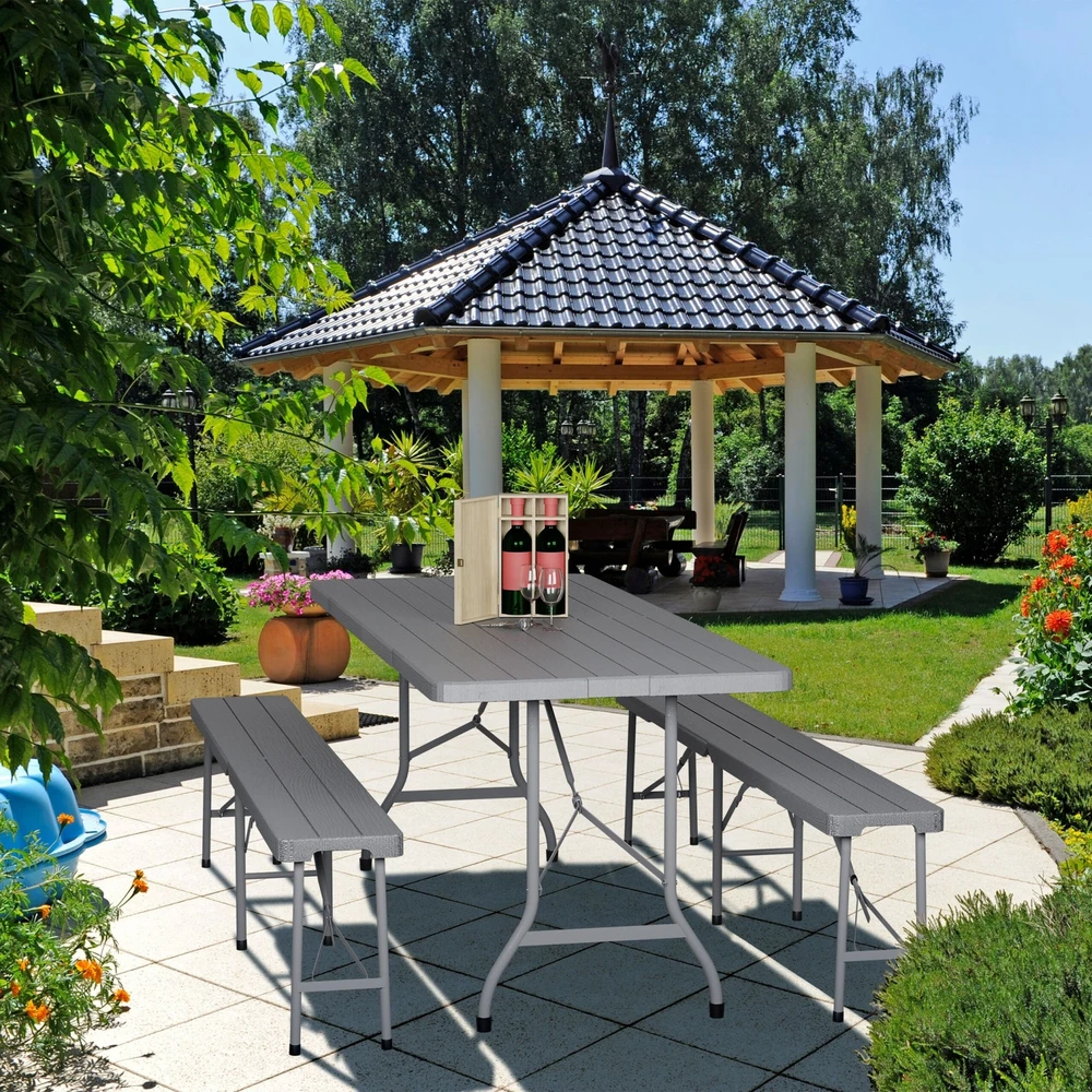 Lauko baldų komplektas Relaxdays 3 dalių sulankstomas sodo baldų komplektas