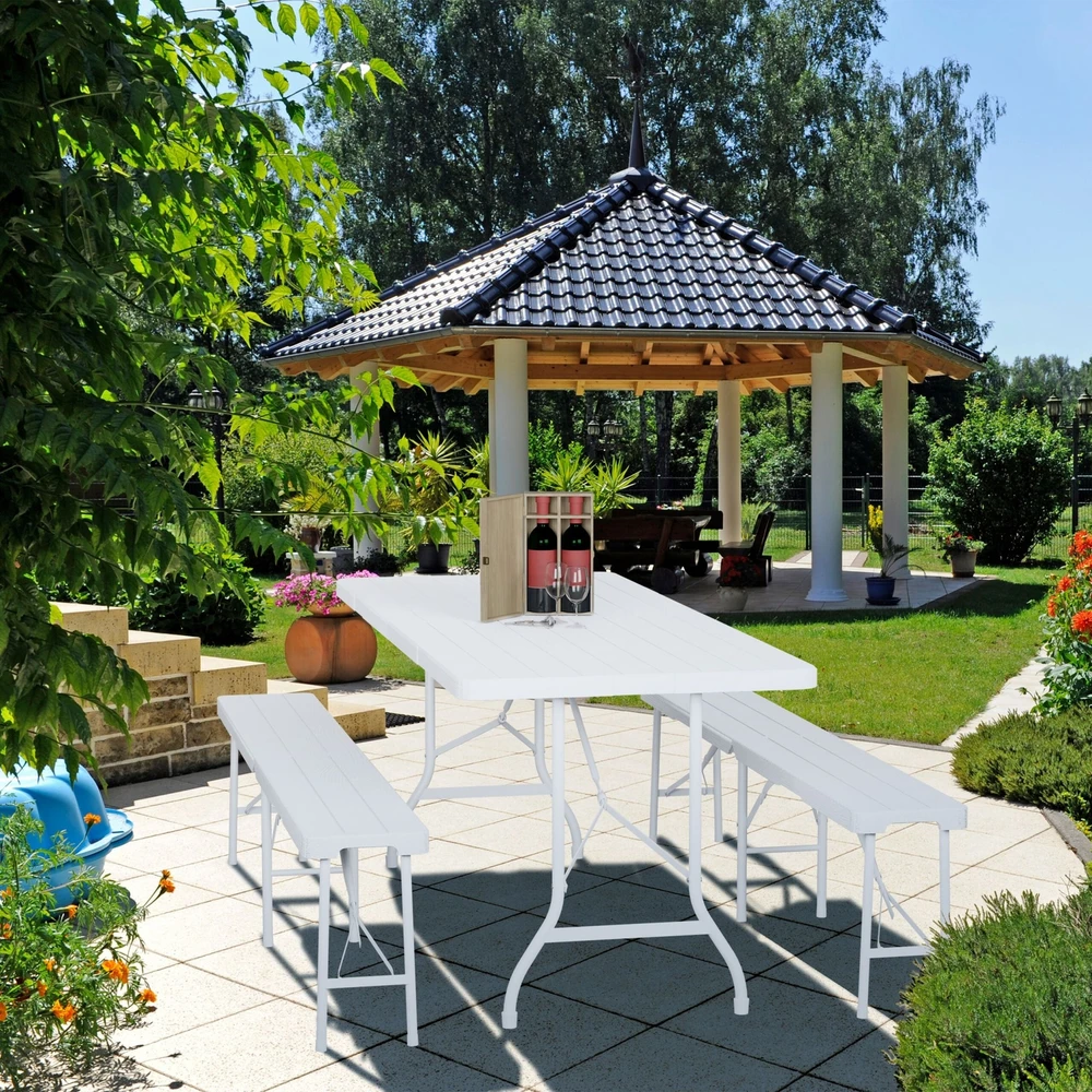 Lauko baldų komplektas Relaxdays 3 dalių sulankstomas sodo baldų komplektas