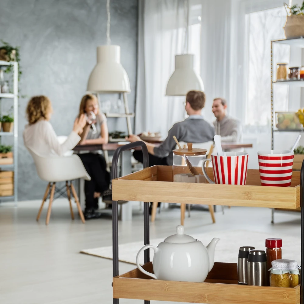 Relaxdays 3 lygių bambukinis serviravimo vežimėlis
