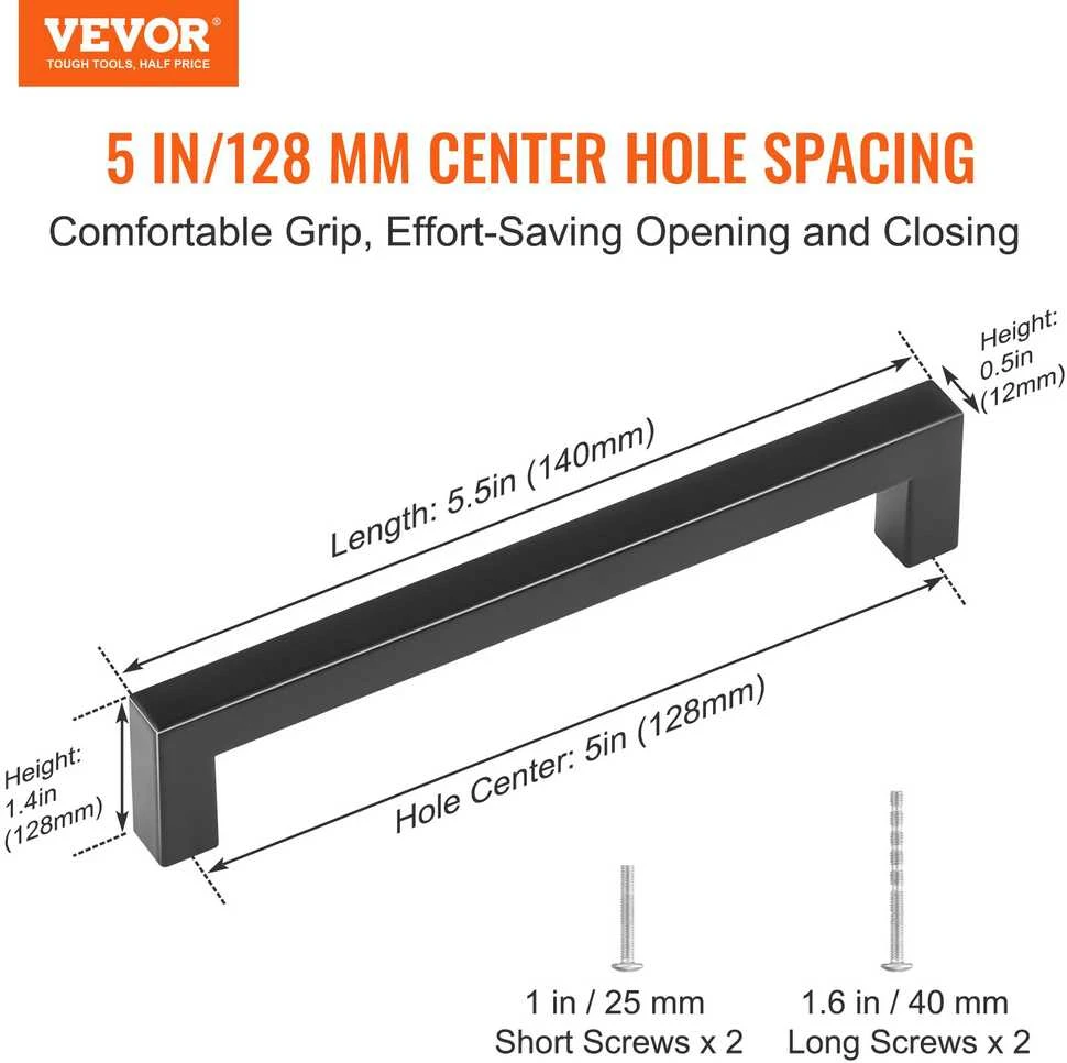 VEVOR 30 vienetų spintos rankenėlės 128mm centras