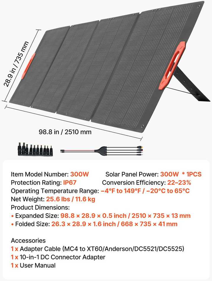 VEVOR 300 W sulankstomas monokristalinis saulės modulis