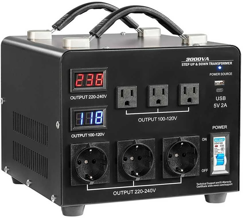 VEVOR 3000VA automatinis transformatorius su LCD ekranu