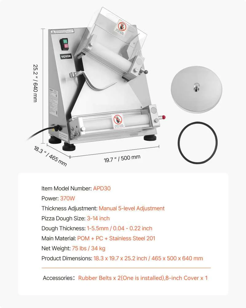 VEVOR 35 cm picos tešlos kočiotuvo presas