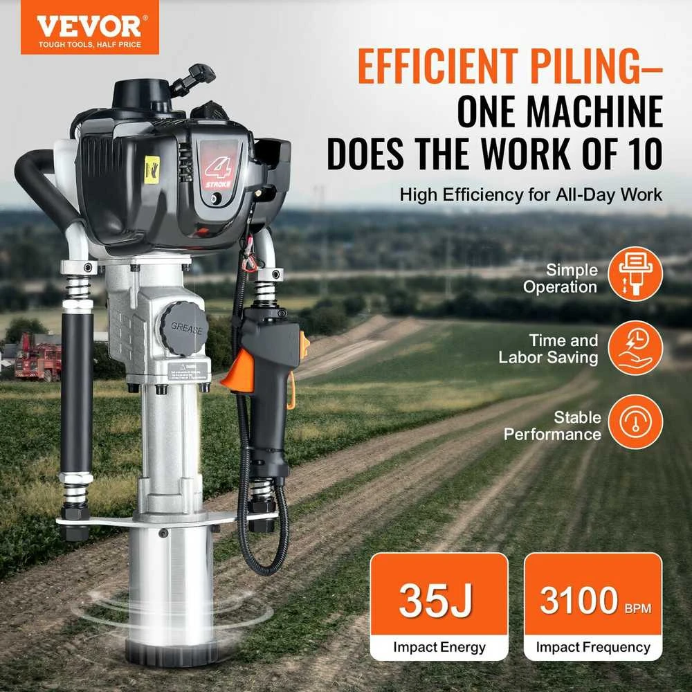 VEVOR 37,7 cm³ benzininis stulpų kalimo pistoletas