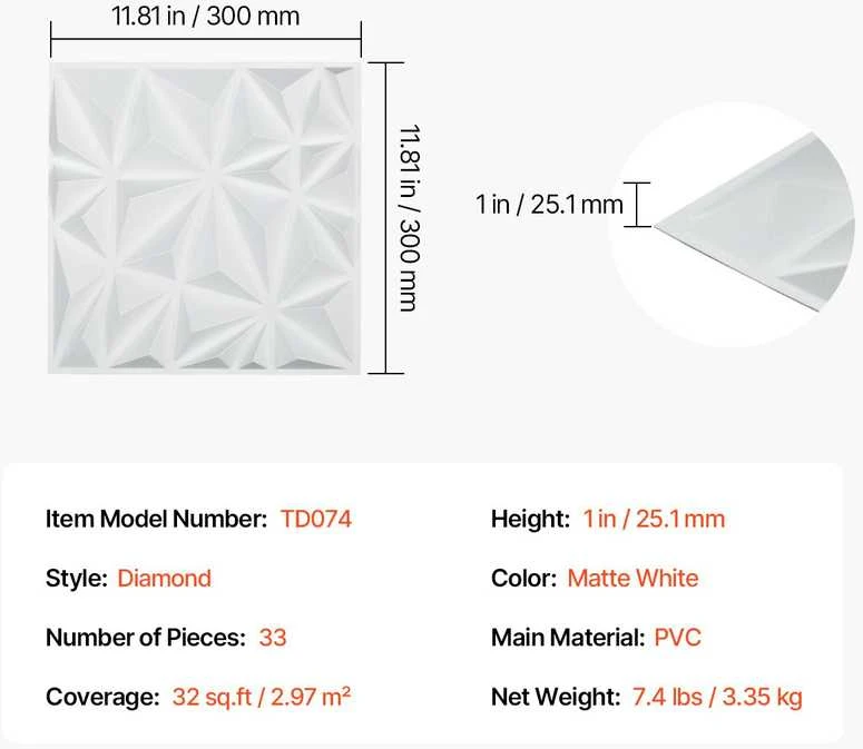 VEVOR 3D sienų plokštės 33 vnt. 32 m² danga