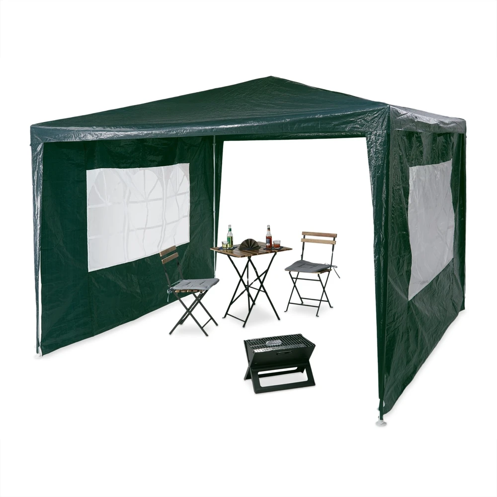 Relaxdays 3x3 m paviljonas su 2 šoninėmis sienelėmis