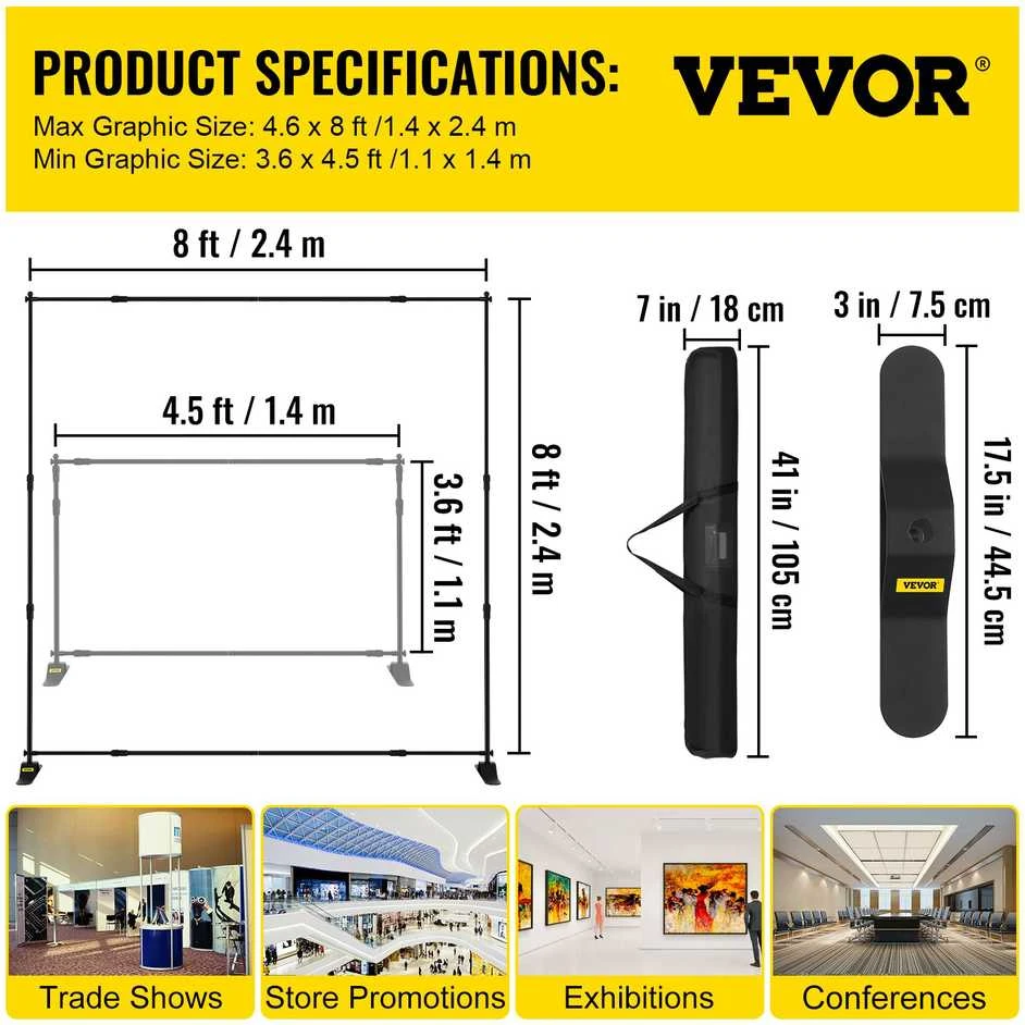 VEVOR 4 dalių reklaminis stovas 1.4 - 2.4 m