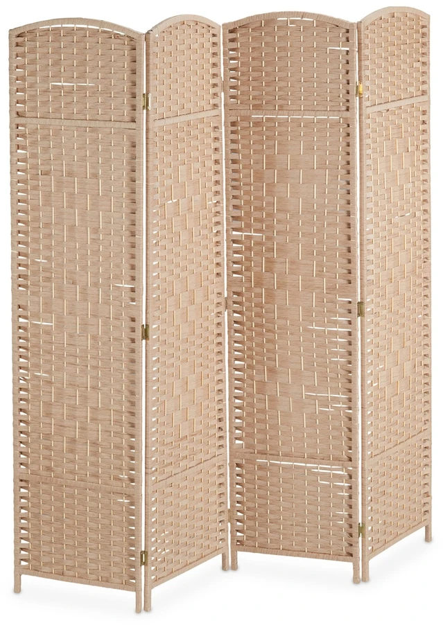 Relaxdays 4 dalių sulankstoma pertvara natūralios spalvos