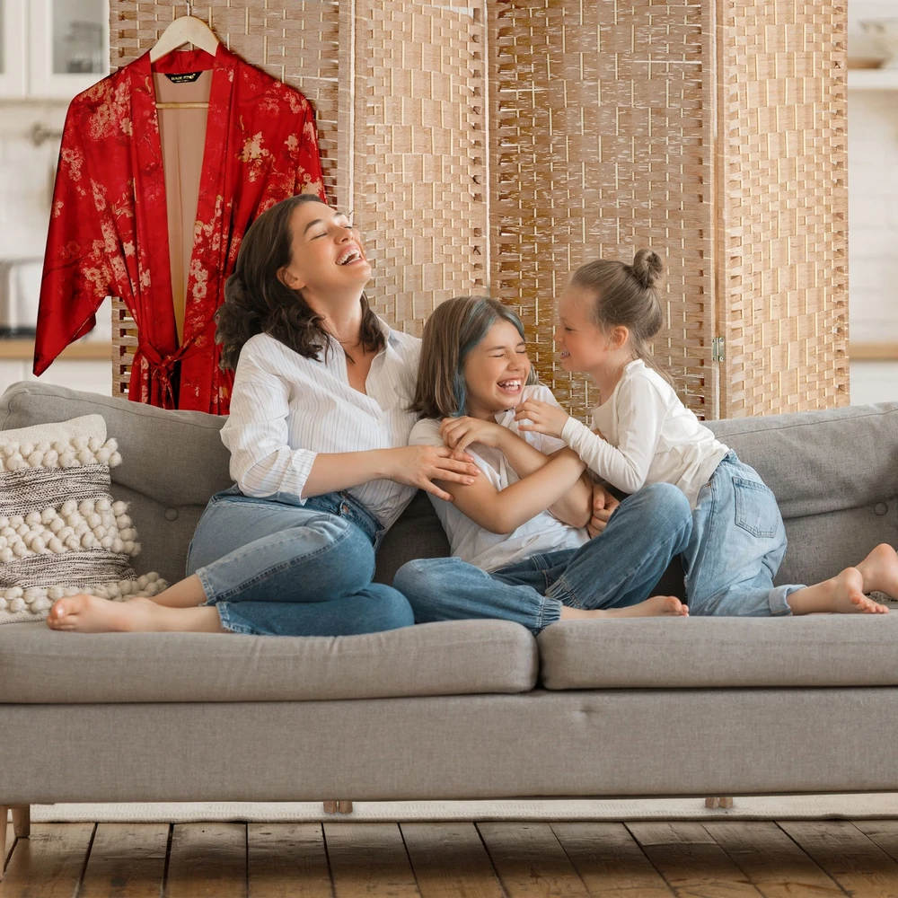 Relaxdays 4 dalių sulankstoma širma natūralios spalvos
