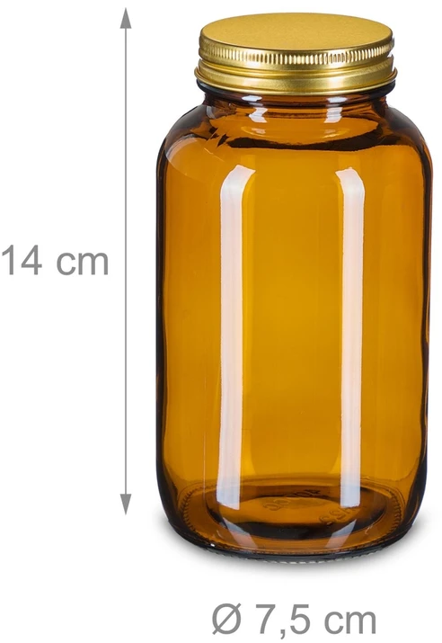 Relaxdays 4 gintarinio stiklo indelių rinkinys 400 ml