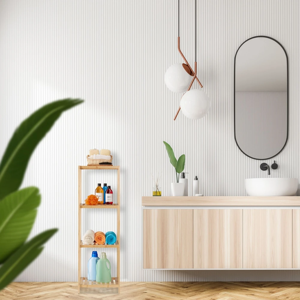 Relaxdays 4 lygių bambukinė laikymo lentyna