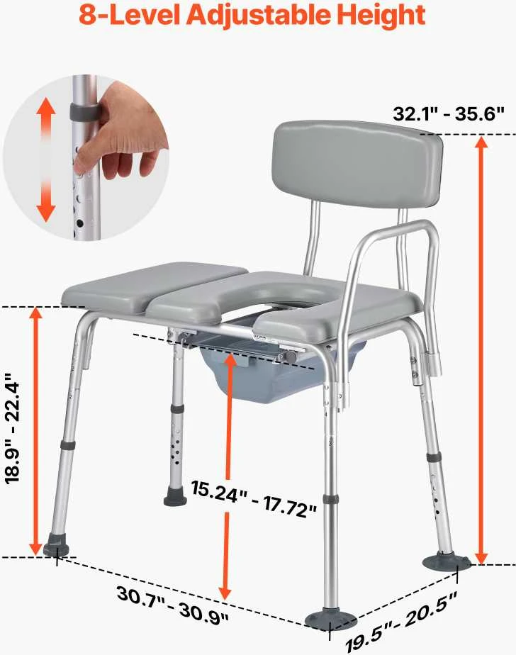 VEVOR 4 viename tualeto kėdė iki 227 kg