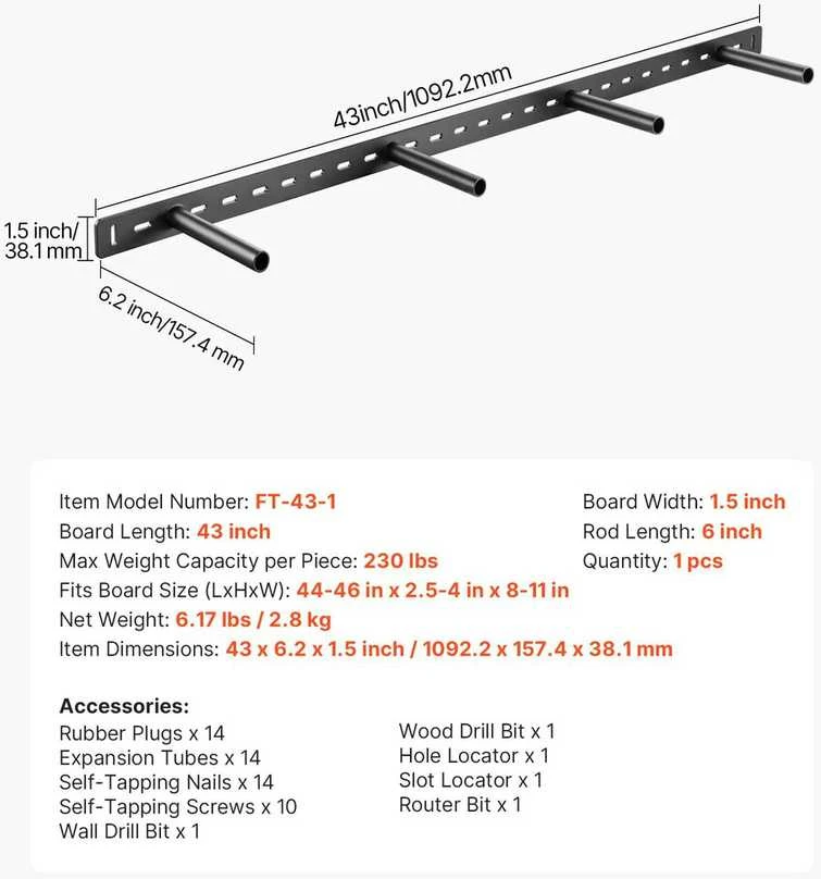 VEVOR 43 cm lentynos laikiklis
