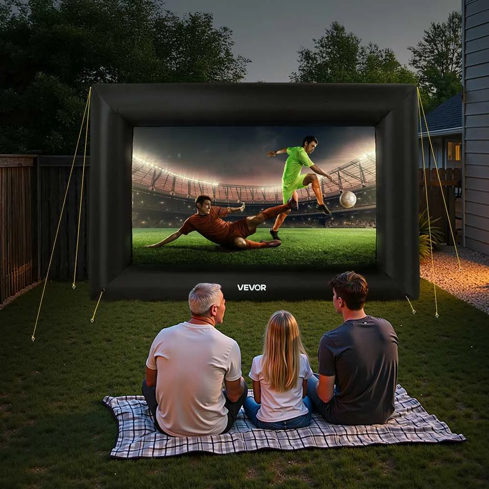 Vevor 4,3 m pripučiamas kino ekranas 16:9 su dėklu