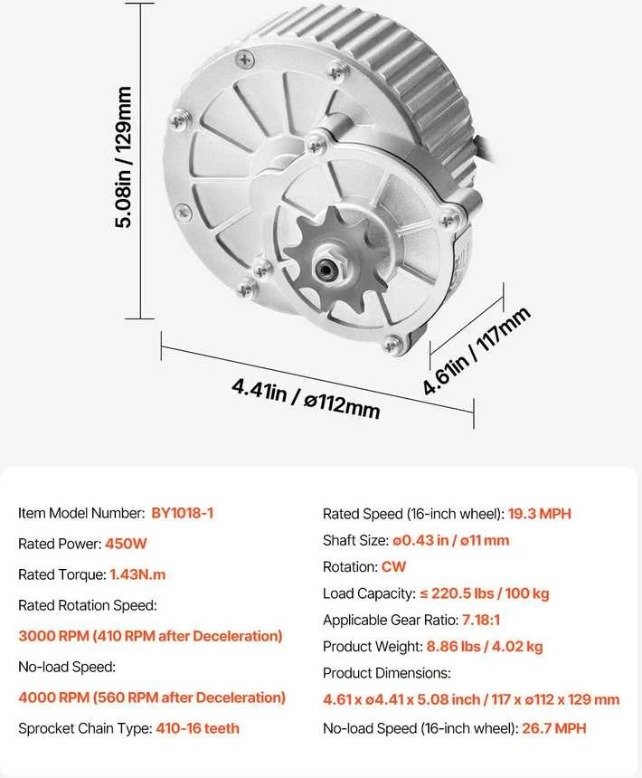 Vevor 450W elektrinio DC variklio rinkinys su valdikliu