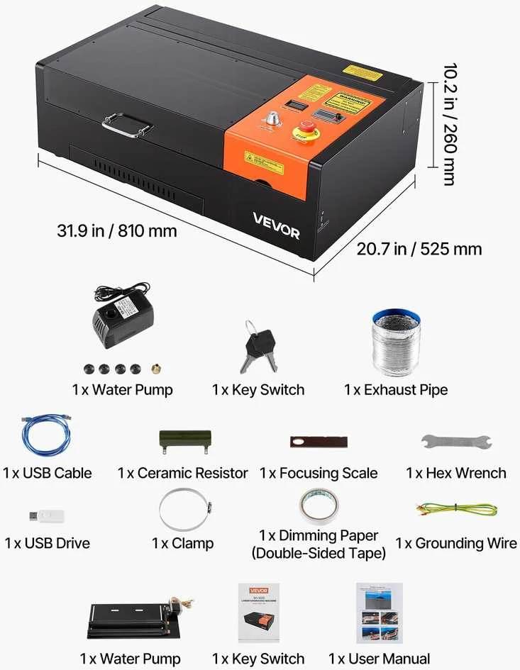 VEVOR 45W CO2 lazerinis graviravimo aparato