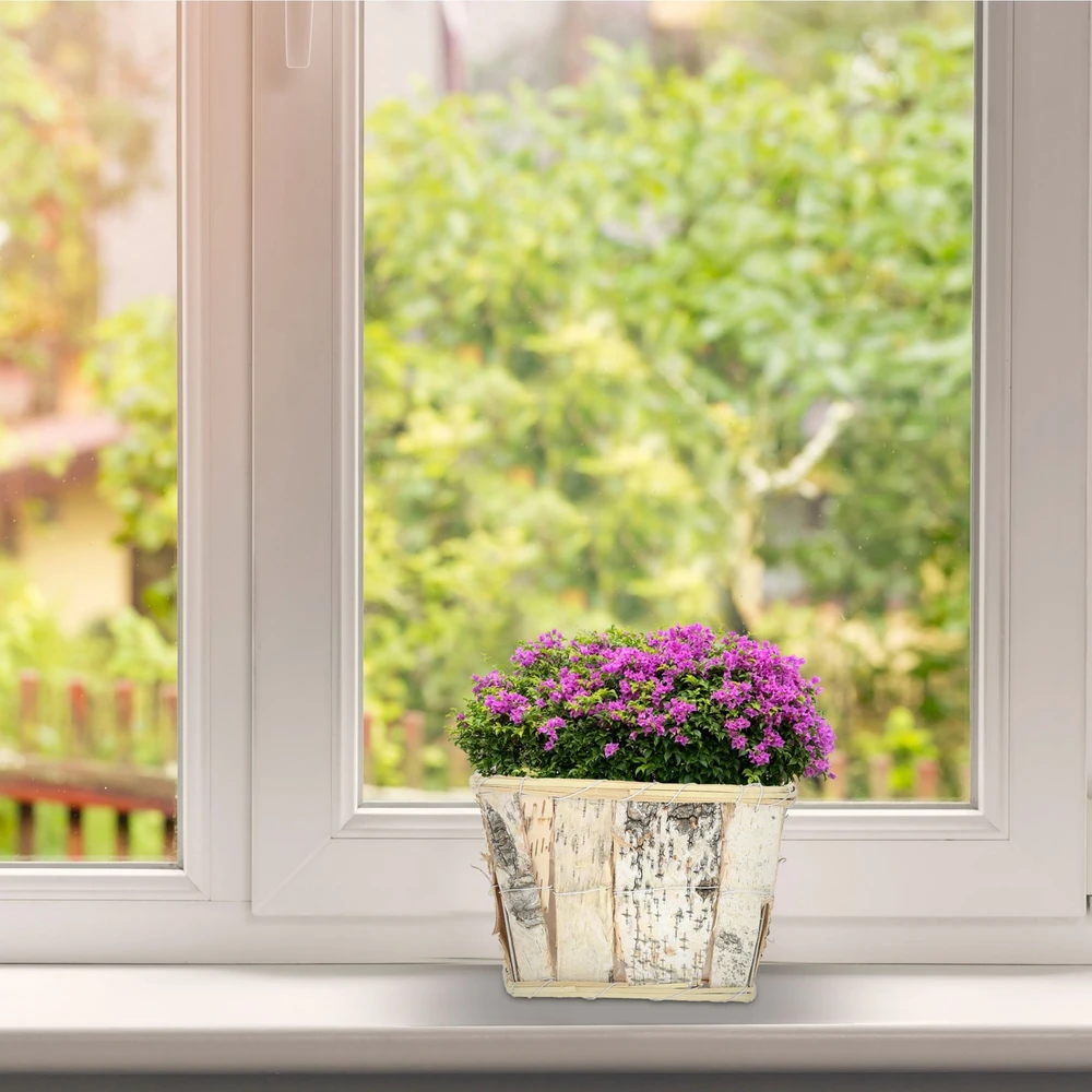 Relaxdays 4x kvadratiniai gėlių vazonai iš beržo